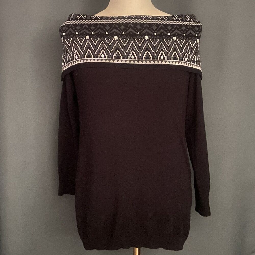 Fair Isle Knit Tunic Sweater – Medium, Cozy Winter Style Knit